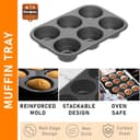 PureBake Cake Baking Set Microwave Safe Utensils 3 pc Combo of Round Cake Mould Cake tin, Bread Moulds for Baking, Muffin Tray I Microwave Oven Accessories, Dishwasher Safe - Carbon Steel - Black 4
