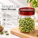 CELLO Grip N Store Glass Storage Jars for Kitchen Set of 2 Pcs 500ml Brown | Freezer & Fridge Safe Airtight Stackable Leadfree Toughened Glass Kitchen Storage Container For Beans, Whole Grains, Spices 5