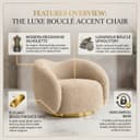 Kingsman Furnitures Brok Swivel Luxury Accent Arm Chair 360 Degree Rotatable Sofa for Home | Bedroom, Living & Drawing Room | Ultra Soft and Comfortable for Lounge (Canaberra Boucle, Swivel) 3