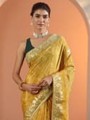 Libas Printed Chinon Saree for Women With Unstitched Blouse Piece | Traditional Saree for Festive & Wedding 5