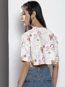 SASSAFRAS White Text Print Boxy Crop Top 4