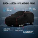 Sulfar 100% Water Resistant Car Body Cover Compatible with Mirror for BMW 2 Series Gran Coupe (Triple Stitched, Full Bottom Elastic, Black with Red Piping) 3