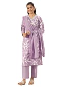 Gerua By Libas Printed Cotton Blend Straight Kurta With Trousers and Dupatta 1