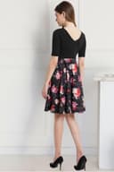 POPWINGS Women Casual Black & White Sleeveless Printed Knee Length Bodycon Dress 4