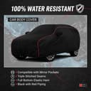 Sulfar 100% Water Resistant Car Body Cover Compatible with Mirror for BMW 2 Series Gran Coupe (Triple Stitched, Full Bottom Elastic, Black with Red Piping) 2