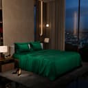 Stoa Paris Satin Bedsheet King Size with 2 Pillow Covers, 300TC Premium Bedsheets King Size, Home Decor,Ultimate Comfort, 274 cm x 228 cm,Date Night - Emerald Green 1