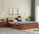 STRATA FURNITURE Sheesham Wood King Size Bed with Box Storage Wooden Double Bed Cot Bed Furniture for Bedroom Living Room Home (Honey Finish) 1