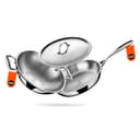 Stahl Artisan 3 Piece Triply Stainless Steel Cookware Set, Artisan Triply Kadhai 24cm + Artisan Triply Fry Pan 24cm with SS Pro Lid | Induction & Gas Compatible | Cookware Combo for Frying & Cooking 1