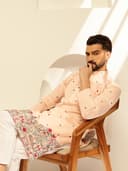 SOJANYA (Since 1958 Men’s Festive Cotton Silk Designer Kurta with Daman Embroidered Detailing | Perfect for Navratri, Diwali & Special Occasions 2