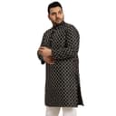SOJANYA Plus (Since 1958), Men's Navy Blue Silk Blend Long Kurta with Multi Color Embroidery 2