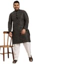 SOJANYA Plus (Since 1958), Men's Navy Blue Silk Blend Long Kurta with Multi Color Embroidery 5