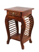 Wooden Stool Natural Wood Antique Look Side Table with Drawer for Living Room Brown 14 x 14 x 21 inch 5