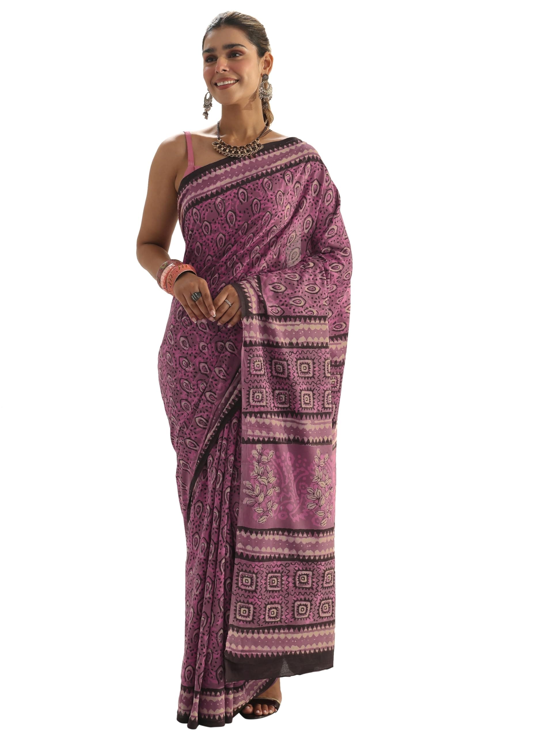 Libas Printed Cotton Saree for Women With Unstitched Blouse Piece | Daily & Casual Wear