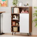 Lukzer Wooden Book Shelf & Storage Cabinet with White Doors (MR-034/Oak Brown) Engineered Wood Bookshelf for Home, Bedroom, Office & Kitchen, Multipurpose Books Organizer & Display Rack (90x30x60 cm) 1