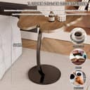 Owme Adjustable Table Stands Couch Side, Swivel TV Tray Table, C-Shaped End Table, Small Center Table for Home Office for Bedroom, Living Room | Closet with Dustproof Door (Nut Brown, Flower) 2