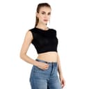 POPWINGS Solid Casual Sleeveless Regular-Fit Crop Tops for Women with Front Chain| Crop Tops for Women Stylish Western Summer Wear 3