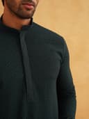 SOJANYA Men’s Cotton Checkered Thread Embroidered Long Kurta 5