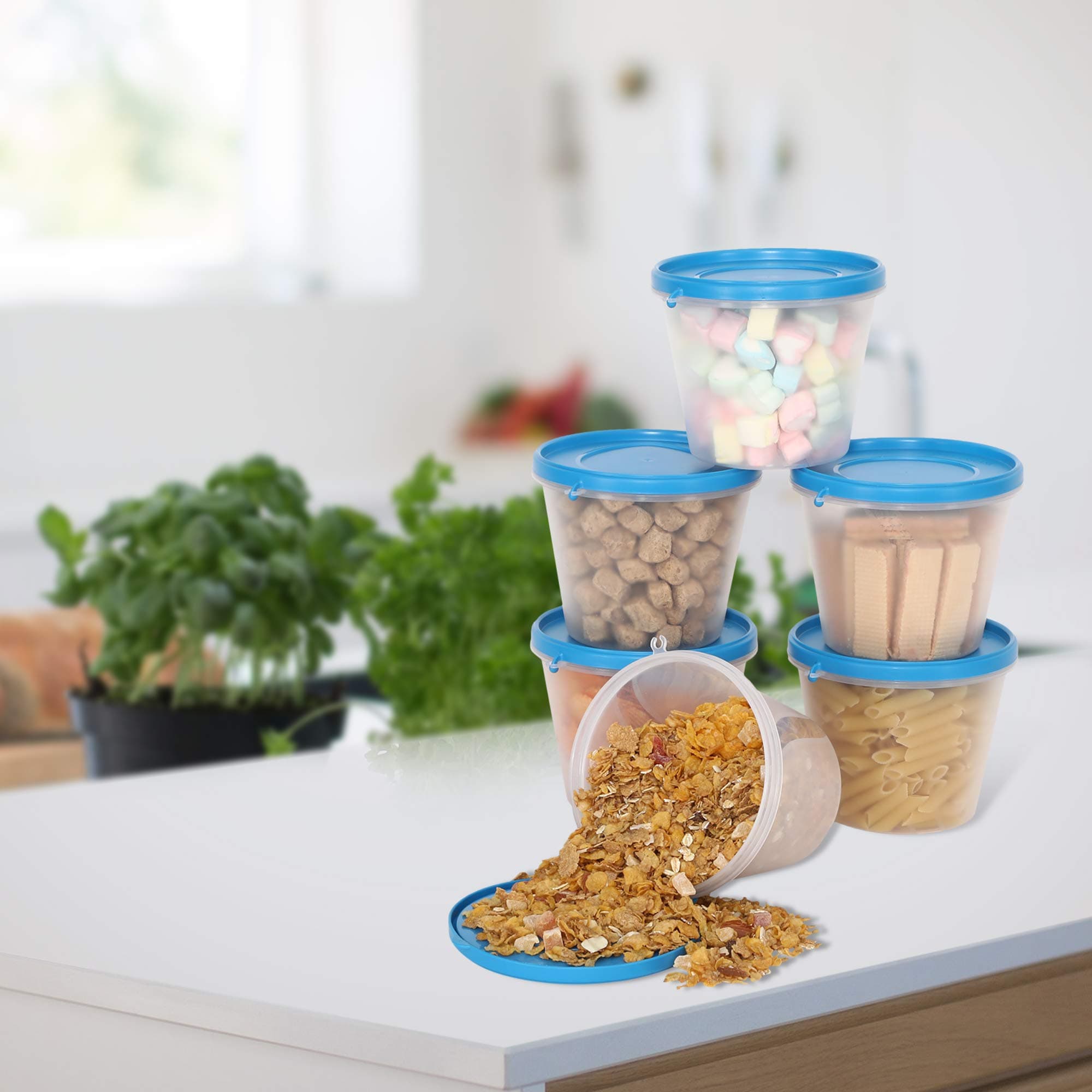 Cutting EDGE Nesterware 1000ml Round Stackable Container (Set of 6, Blue)