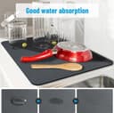 Dish Drying Mat Large – Water Absorbing Mat for Kitchen, Kitchen mat for Drying Utensils, Kitchen Drying Mat for Wet Utensils, Drying Mat for Kitchen Utensils Large (Dark Black, 60 x 40 Cm) 3