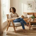 Kingsman Furnitures ABEL Rattan Teak Wood Accent Arm Chair for Home Bedroom, Living, Dining, Drawing Room | Ultra Soft and Comfortable for Stress Free | Removable Cushion 4