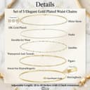 VAMA FASHIONS 18K Gold Plated Belly Chain Anti Tarnish Adjustable Waist Hip Belt Beads Herringbone Saree Kamarbandh Beach Body Chain Combo Jewelry for Women & Girls 3