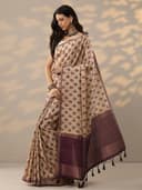 Libas Printed Silk Blend Saree With Unstitched Blouse Piece 3