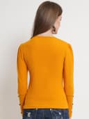 POPWINGS Casual Solid Puff Button Long Sleeves Top for Women || Summer Round Neck Stylish Western Top for Jeans 3
