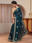 Libas Embellished Tissue Saree for Women With Unstitched Blouse Piece | Traditional Saree for Party & Wedding 2