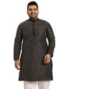 SOJANYA Plus (Since 1958), Men's Navy Blue Silk Blend Long Kurta with Multi Color Embroidery 1