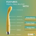 Zyllion Groove Rechargeable Body Massager – Wireless Handheld Full Body Pain Relief Massager with Medical Grade Silicone & 10 Vibration Patterns (Yellow) 4