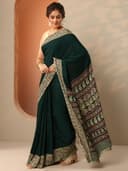 Libas Solid Satin Saree With Unstitched Blouse Piece 3