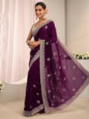 Libas Embellished Silk Blend Saree for Women With Unstitched Blouse Piece | Traditional Saree for Party & Wedding 2