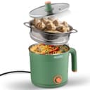 AGARO Regency Multipurpose Kettle With Steamer, 1.2L Inner Pot, Double Layered Body, Variable Temperature Settings, Wide Mouth, Boiling, Steaming, Tea, Coffee, Egg, Vegetable Boiling, 600W, Sea Green 1