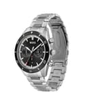 Hugo Boss Stainless Steel Santiago Analog Black Dial Men Watch-1513862, Silver Band 2