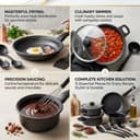 13pcs Non-Stick Iron Kitchen Cookware Set with Lids – Includes 1Pc Frying Pan, 2Pcs Casserole, 1Pc Sause Pan with 3 Lids & 6Pcs Ladle Set Induction Safe – Nylon Utensils – Beginner Cooking Set 2