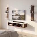 ESTANTERIA Tv Unit for Living Room 43 inch Engineered Wood Wall Mounted TV Entertainment Set Top Box Floating Stand with Shelves for Books Decorative Item Cabinet for Living Room, Bedroom (20DX73H) 1