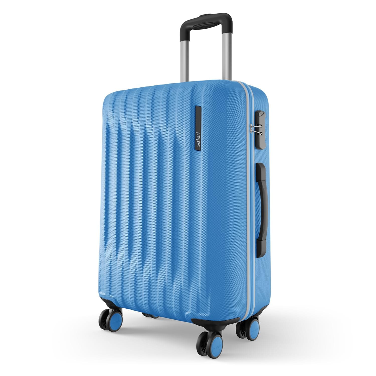 Safari Medium Ray Neo 8 Wheels 65cm size Check-in Trolley Bag, Hard Case Polycarbonate 360 Degree Wheeling Luggage for Men & Women, Travel Bag Suitcase for Travel, Trolley Bags for Travel, Marina Blue