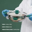 The Indus Valley Stainless Steel Kadai/Kadhai with Steel Lid | 27cm/ 10.6 inch, 3.5Ltr, 1.18kg | Induction Friendly | 3-Layer Thick Bottom, 100% Toxin-Free, No Chemical Coating 3