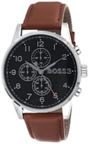 Hugo BOSS Leather Navigator Analog Black Dial Men's Watch-1513812, Band_Brown 4