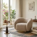 Kingsman Furnitures Brok Swivel Luxury Accent Arm Chair 360 Degree Rotatable Sofa for Home | Bedroom, Living & Drawing Room | Ultra Soft and Comfortable for Lounge (Canaberra Boucle, Non-Swivel) 1