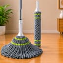 Microfiber Twist Mop with Long Handle | Super Absorbent Floor Cleaning Mop | Easy Twist Wringing Wet & Dry Cleaner for Tile, Marble, Granite & Wooden Floors | Home, Kitchen & Bathroom Cleaning 1
