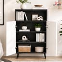 Lukzer Wooden Book Shelf & Storage Cabinet with White Doors (MR-034/Black) Engineered Wood Bookshelf for Home, Bedroom, Office & Kitchen, Multipurpose Books Organizer & Display Rack (90x30x60 cm) 3