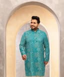 SOJANYA Plus (Since 1958) Men's Cotton Blend Sanganeri Printed Long Kurta 4