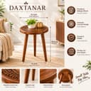 Solid Wood Round Coffee Table for Living Room | Handmade Wooden Center Table with Carved Decorative Design | 3-Legged Side Table for Home, Bedroom & Balcony (12in widh12in Depth 16in Height) 2