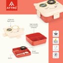 ATTRO Festive Super Cat Lunch Box 2 Layer Plastic Lunch Box Comes with 1 Detachable Tray, 1 Small Container & 1 Spoon Ideal for Kids BPA Free 1590ml+70ml- Cream Red 2