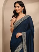 Libas Solid Georgette Saree for Women With Unstitched Blouse Piece | Traditional Saree for Party & Wedding 4