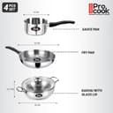 Milton Pro Cook 3-Layer Thick Triply Bottom I Induction Cookware & Gas Stove Friendly Stainless Steel 4 Pc Kitchen Set | Kadhai with Lid | Cooking Pan | Sauce Pan | 2Y Warranty 5