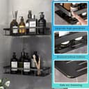 iSTAR Self-Adhesive Wall Mounted Bathroom Shelf | No-Drill Space-Saving Storage Organizer Stand | Multipurpose Shower Caddy for Bathroom Accessories, Kitchen, Hotel, Home (Pack of 2, Black) 4