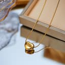 MEENAZ pendant necklace chain for women girls Love anti tarnish stainless steel gold stylish Neck Chain | Heart Locket | Modern Design | Birthday Gift Valentine| Aesthetic Jewellery for women | Accessories 5