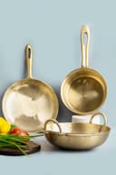 80s COOKWARE Heritage Bronze 10 Inch/3 Litre Kadai 10 Inch/1.8 Litre Frying Pan & 7.6 Inch/2Litre Sauce Pan Combo Set of 3 1